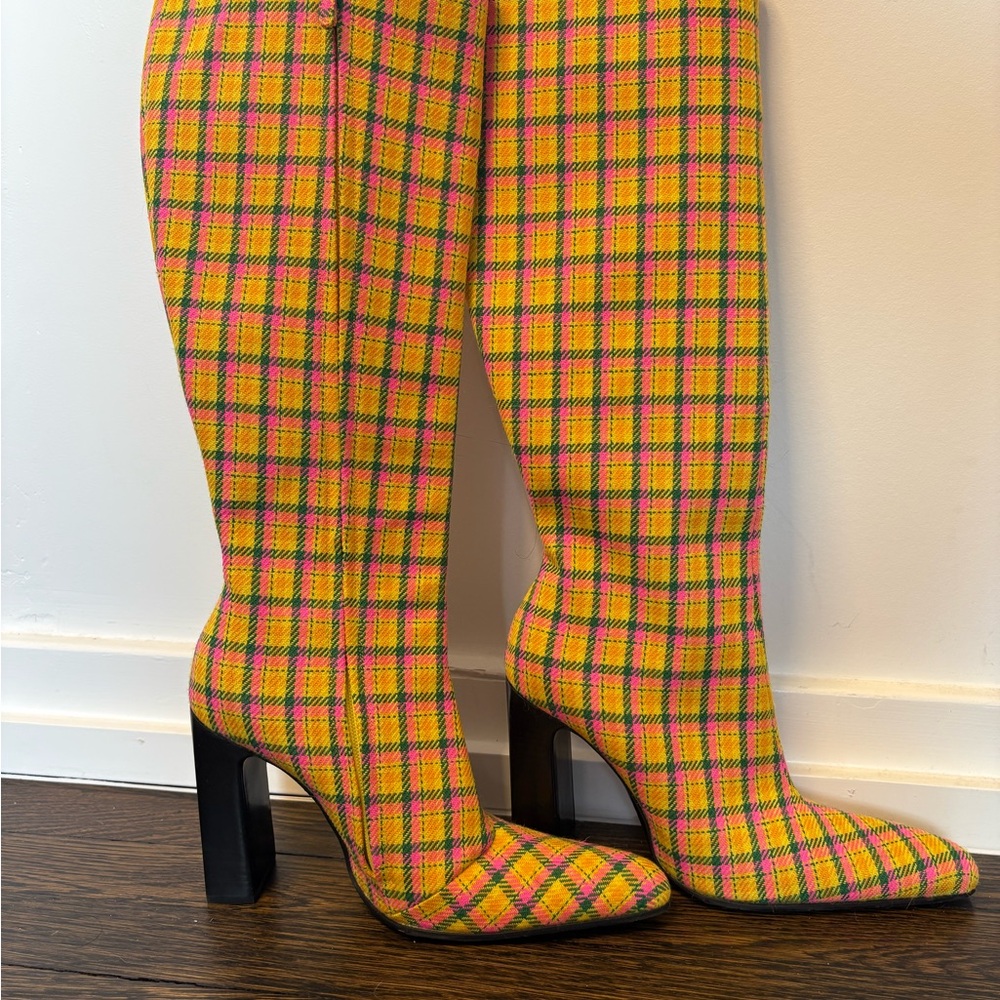 Balenciaga 2018 Plaid Heeled Boots - Picture 2 of 4